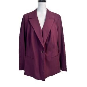 Lane Bryant Blazer Jacket Plus Woman sz 22 Wine Plum Stretch Career Suit Church